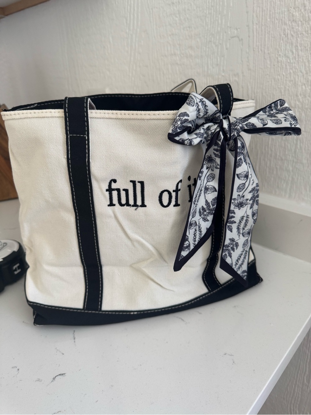 Embroidered Canvas Tote Bag “full of it”